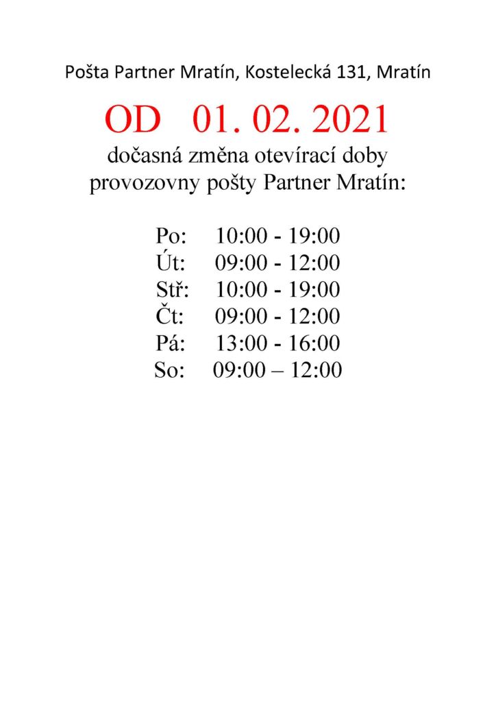 Posta Partner Mratin od 1.2.2021